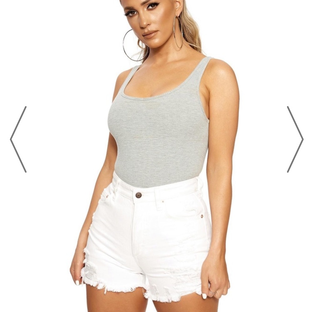 Naked wardrobe white cutout denim shorts